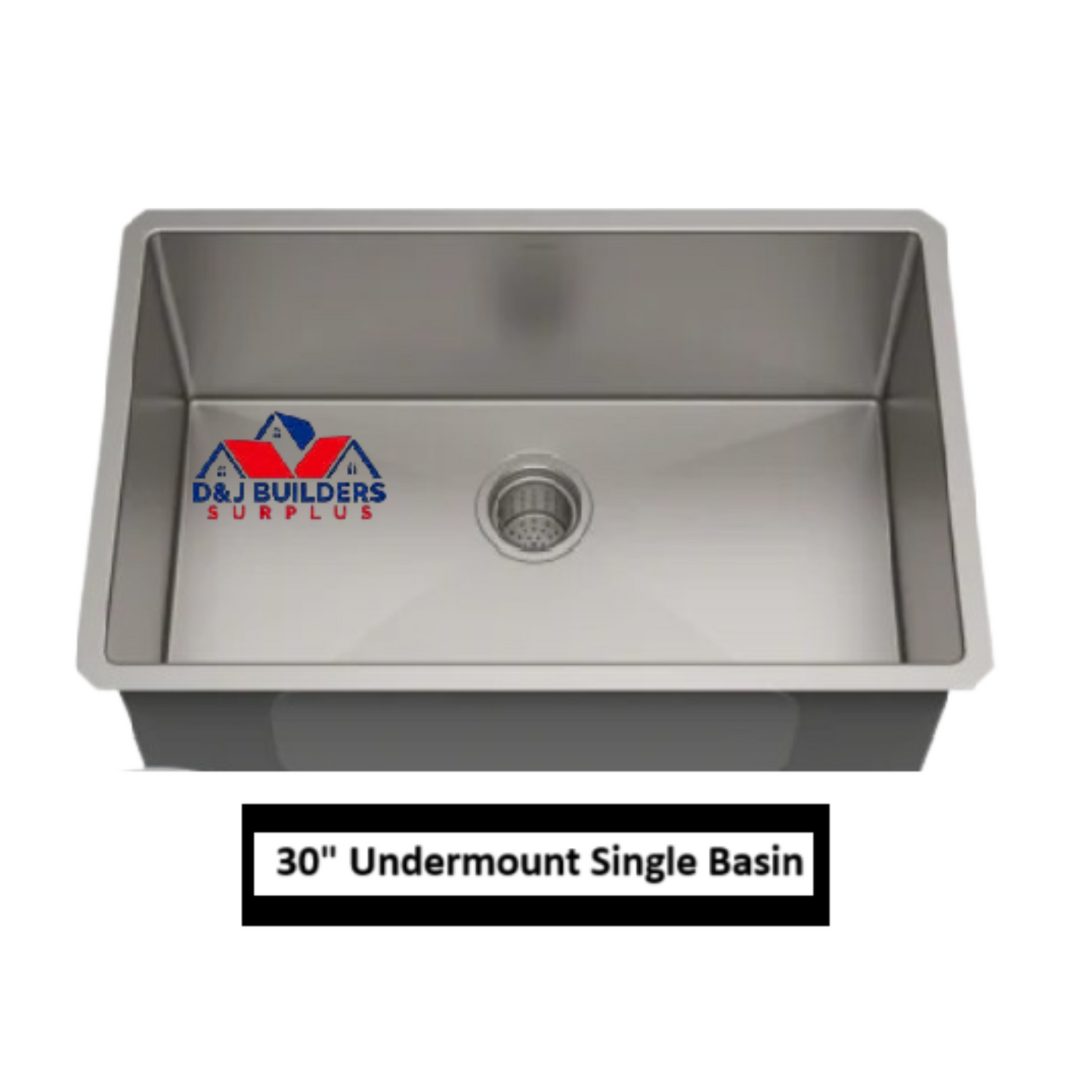 Stainless steel undermount single basin sink with D&J Builders Surplus.