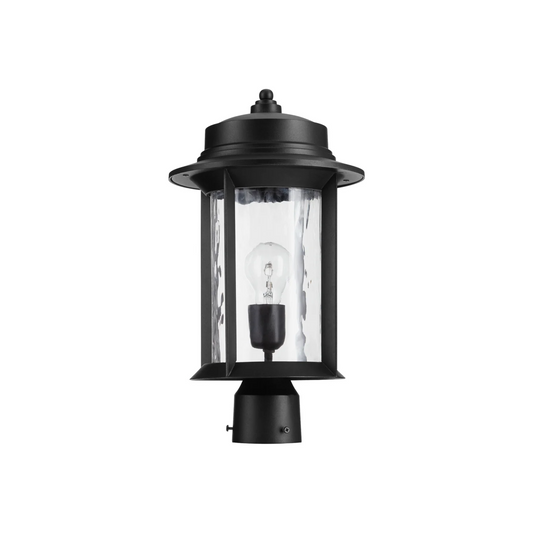 Black outdoor lantern with clear glass