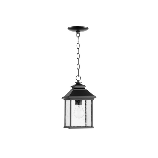 Black hanging lantern with clear glass