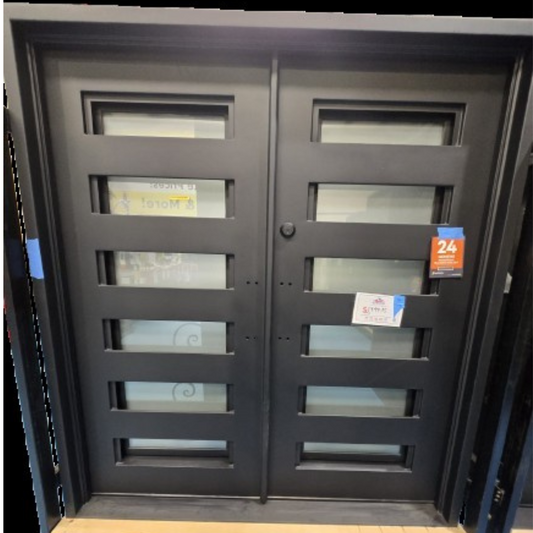 Luxury Iron doors black with six glass panels