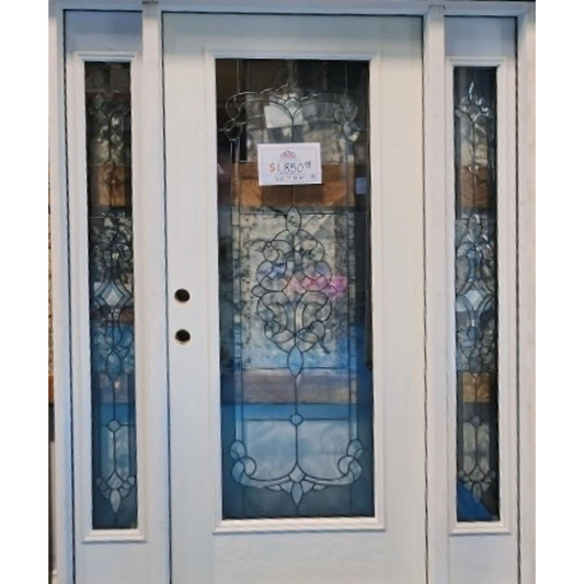 Decorative glass door with clear glass